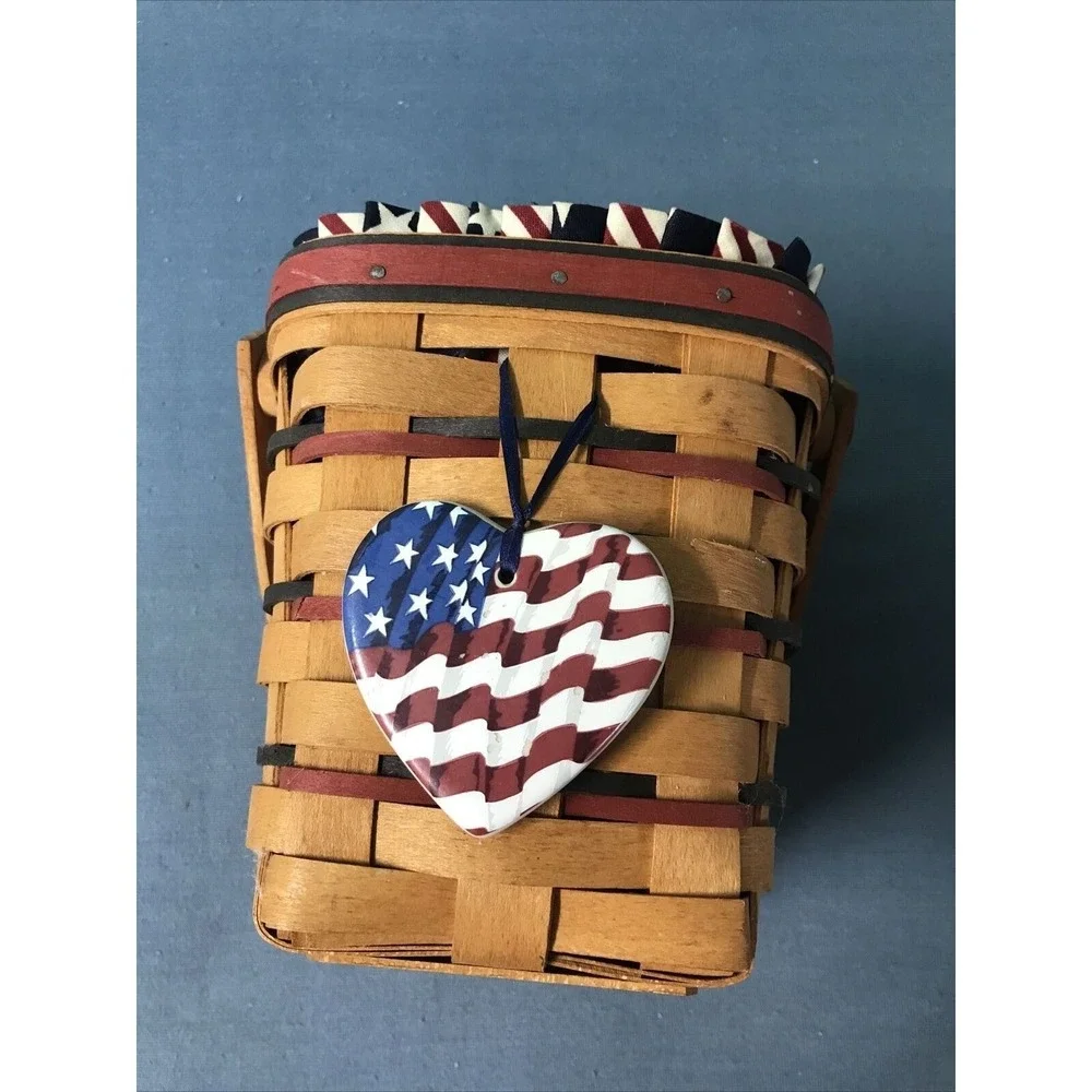 1995 Longaberger USA Flag Basket Heart Ornament Independence Patriotic